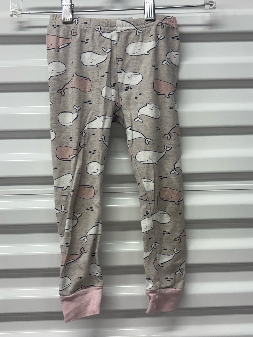 Carter's Whale Print Knit Leggings Pants 4T Gray/Pink/White Cotton Pull On